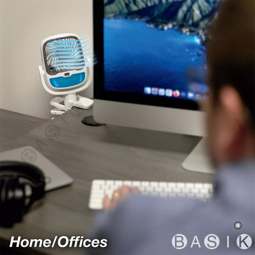 Ventilador Recargable Portatil Con Humidificador Led Climatizador De Mesa Basik
