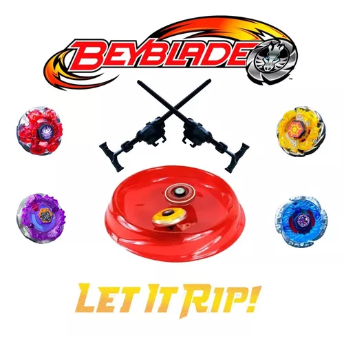 Batalha com 4 beyblade Metal a Led + 2 lançadores + Arena