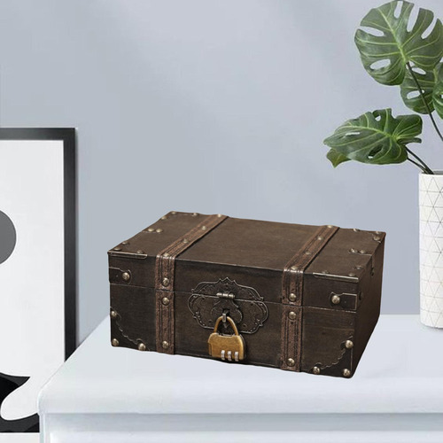 Caja Antigua De Madera Vintage Con Cerradura 2702 Gris