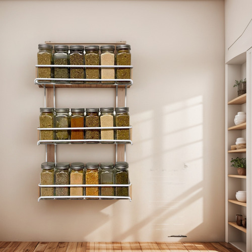 Evelots 3-tier Spice Rack-door/montaje En Pared Robusto Meta