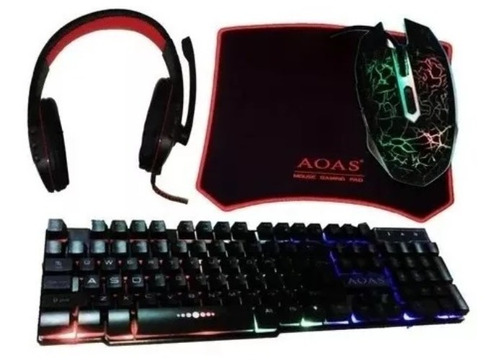 Combo Gaming Diadema+ Mouse+ Teclado + Mouse Pad Gamer