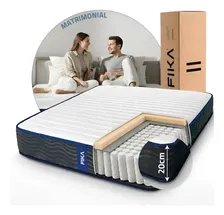 Colchón 2 Plazas Resortes Pocket 140x190 Fika En Caja 20cm Blanco