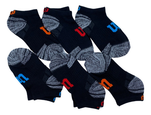 Calcetas 12 Pares Wilson Negro Liso Con Logo 17.5-21.5cm