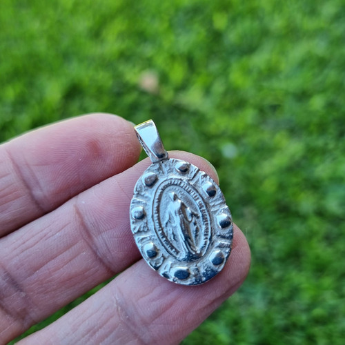 Imagen 5 de 8 de Dije Plata Ovalado Virgen Medalla Milagrosa Mediana
