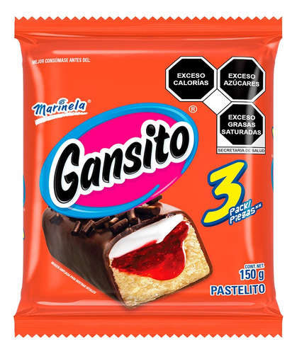 3 Pzs Marinela Pastelito Gansito 150gr