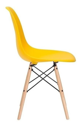 Juego Comedor Eames Mesa Redonda 80cm + 4 Sillas - Amarelo