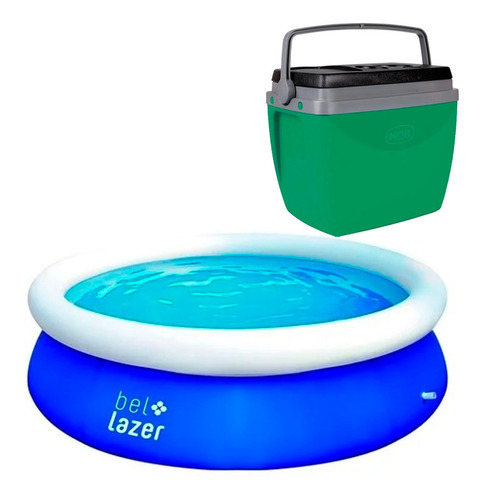 Piscina Inflável Pvc 2500l Belfix+ Caixa Térmica 18 Litros Cor Verde