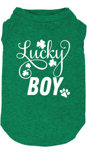 Camiseta Mediana Verde Clover Estampado Letra Regalo Para Pe