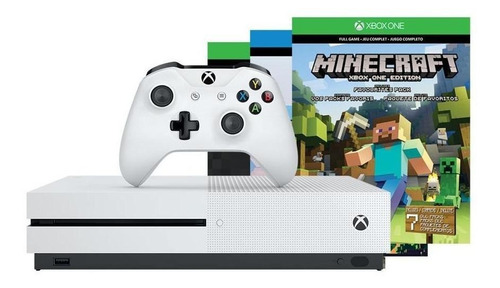 Microsoft Xbox One S 500GB Minecraft Favorites Bundle color  blanco