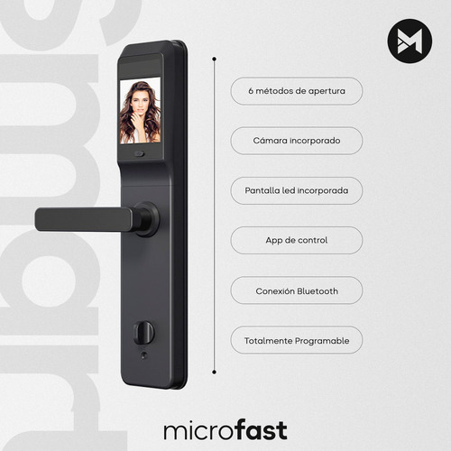 Imagen 2 de 10 de Cerradura Inteligente Biométrica Smart Bluetooth Huella