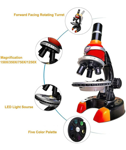 Kit De Microscopio Para Niños De 8 A 12, Microscopio Princip