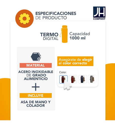 Imagen 8 de 10 de Termo Digital Inteligente 1 Lt Acero Inoxidable Filtro 2178