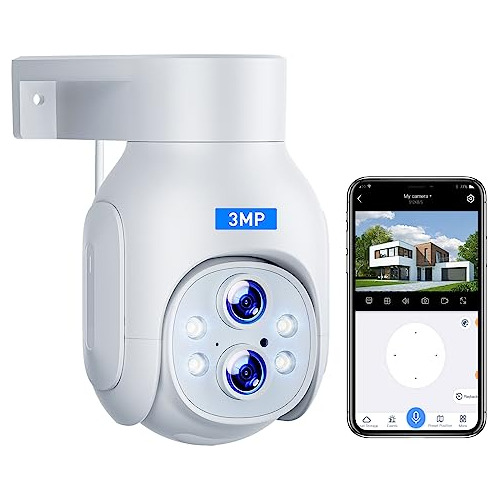 2k Security Camera Wireless Outdoor, 3mp Dual Lens Came...