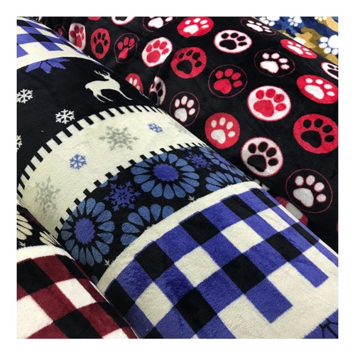 Tela Polar Soft Estampado Oferta X Kilo! Patitas Azul Amarillo Y Blanco Estampado
