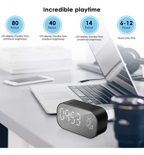 Reloj Despertador Digital Con Altavoz Bluetooth Y Radio Fm