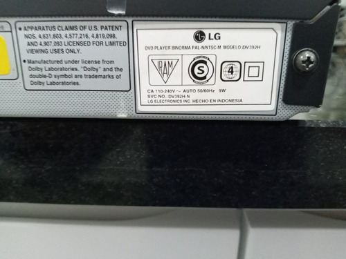 Dvd LG Modelo Dv392h.