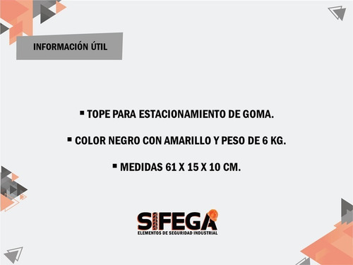 Imagen 4 de 5 de Tope De Goma Para Estacionamiento Garage Negro Amarillo 6 Kg