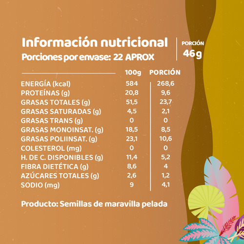 Semillas De Maravilla Pelada 1 Kg Andina Grains