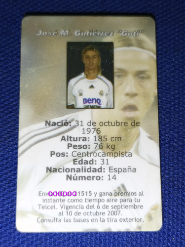 José M. Gutiérrez Guti Rm Barcel Mini Card 2007 (Usado)