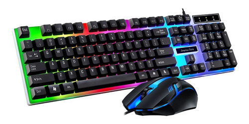 Combo Gamer / Teclado Y Mouse Con Luces Led Multicolor / Usb