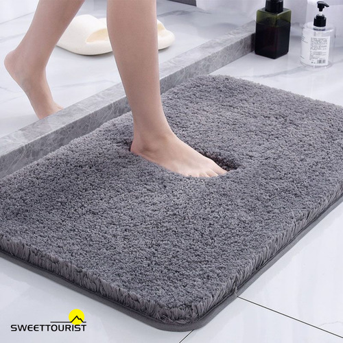 Tapete Banheiro Box Chuveiro Absorvente Microfibra Felpudo Cor Cinza
