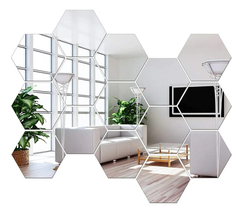 Set Pegatinas Espejos Decorativos Marinshop Vinilo Espejo Pared Acrilicos Adhesivo Espojos Hexagonal Decorativos Set 15 Unidades 