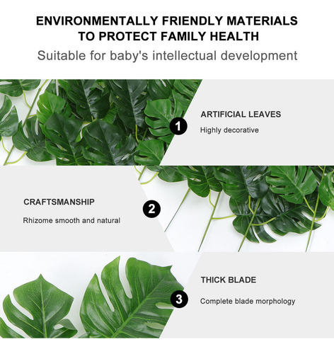 10 Unidades De Hojas Artificiales De Monstera Con 5 Ramas, S