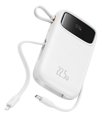 Power Bank Baseus Qpow 10000mah 22.5w Display Digital Turbo Cor Branco