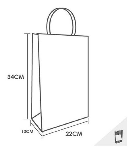 Imagem 3 de 3 de Sacolas De Papel Kraft Média - 100 Unidades - 34x22x10