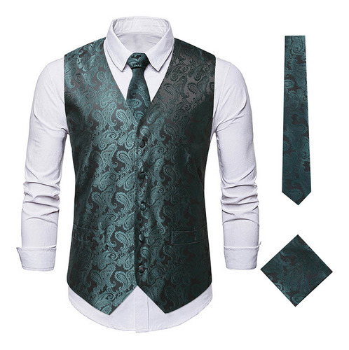 Chaleco Tipo Blazer Floral Para Hombre, Formal Y Casual