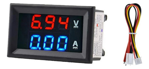 Imagen 1 de 7 de Voltimetro Amperimetro Medidor 99.9v 10a Display Rojo Y Azul