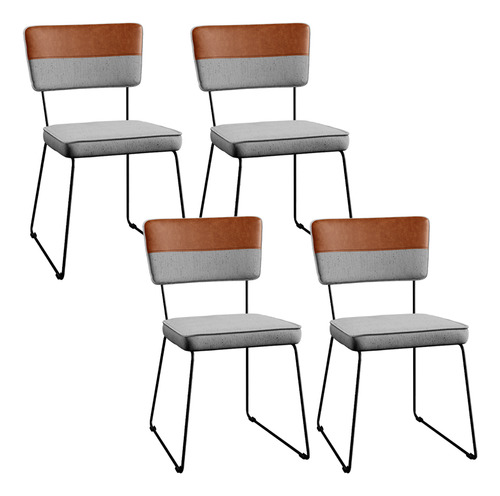 Kit 04 Cadeiras Cozinha Sala Jantar Allana Camel Linho Cinza Cor Da Estrutura Da Cadeira Preto Desenho Do Tecido Liso Quantidade De Cadeiras Por Conjunto 4