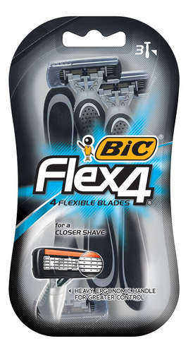 Maquinilla De Afeitar Desechable Bic Flex 4 Para Hombre, 3 U