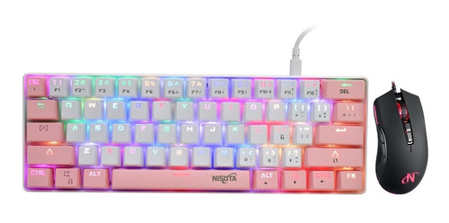 Kit Gamer Teclado Mec 60% Glow Up Custom Y Mouse Pixart 3325