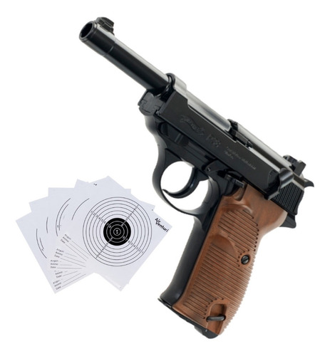 Pistola P38 Walther .177 Blowback 4.5mm Co2 Bbs Xchws C
