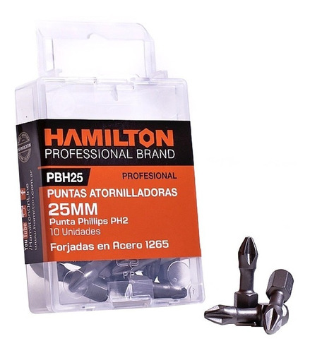 Puntas Atornillador 25mm 10 Piezas Hamilton Pbh25m Ph2 .ha