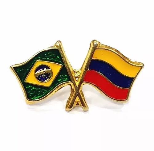 Kit 5 Bótom Pim Broche Bandeira Brasil X Colômbia Folheado