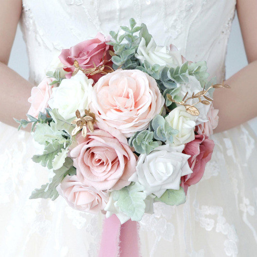 Ramo De Novia Arreglo Floral Hecho A Mano Rosa Ramo De Boda