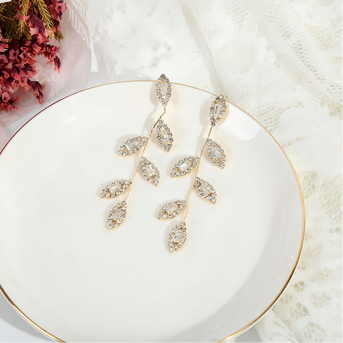 Lusix Pendientes Colgantes Con Forma De Hoja Dorada, Estilo