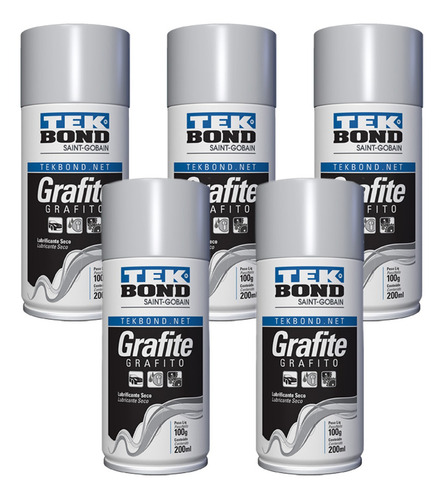 5 Spray Grafite Seco 200ml/100g  Para Travas Tek Bond