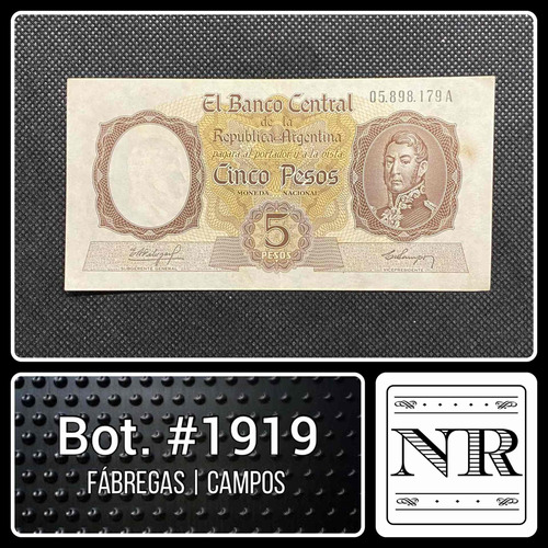 Argentina - 5 Pesos - Año 1960 - Bot. #1919 - F | C - M$n