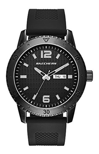 Reloj de pulsera Skechers SR5000 de cuerpo color negro, para hombre, con correa de silicona color negro