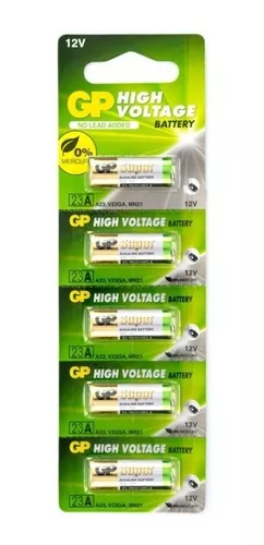 Pilas 23a marca GP Super, 12v Paquete de 5 pilas