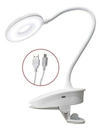 Luminária Mesa Led Recarregável Móvel Clip Fixação St1769 Cor da cúpula Branco Cor da estrutura Branco