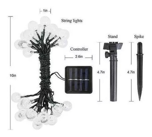Guirnalda De 30 Luces Led Solares Impermeables 6.5 M
