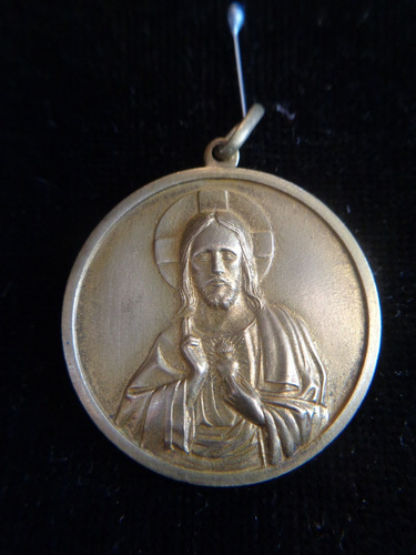 Antigua Medalla Sagrado Corazon De Jesus Enchapada En Oro
