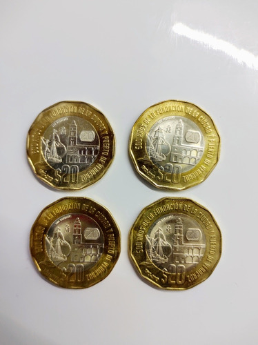 4 Monedas 20 Pesos Conmemorativa 500 Años Puerto De Veracruz