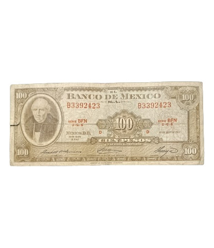 Billete Antiguo De 100 Pesos. Miguel Hidalgo. 1970 