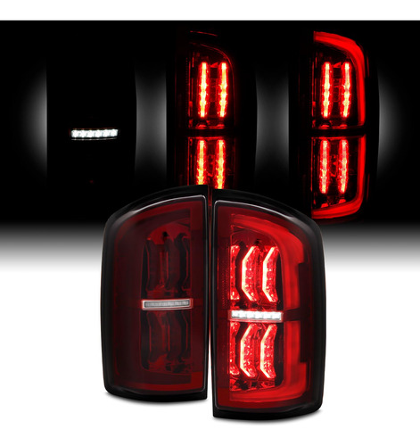 Para Dodge Ram Pickup Led Rojo Ahumado Luz Freno Trasera Par