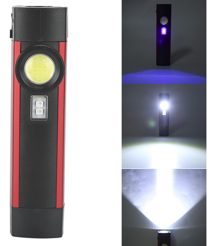 Linterna Portátil Cob Púrpura Led Mini Antorcha Magnética